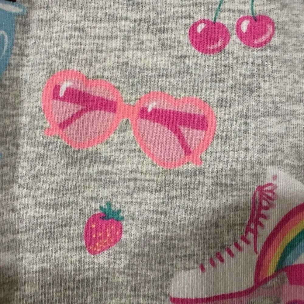 Girls PLACE XL 14 Grey Ice Cream Roller Skate Cherry Leggings